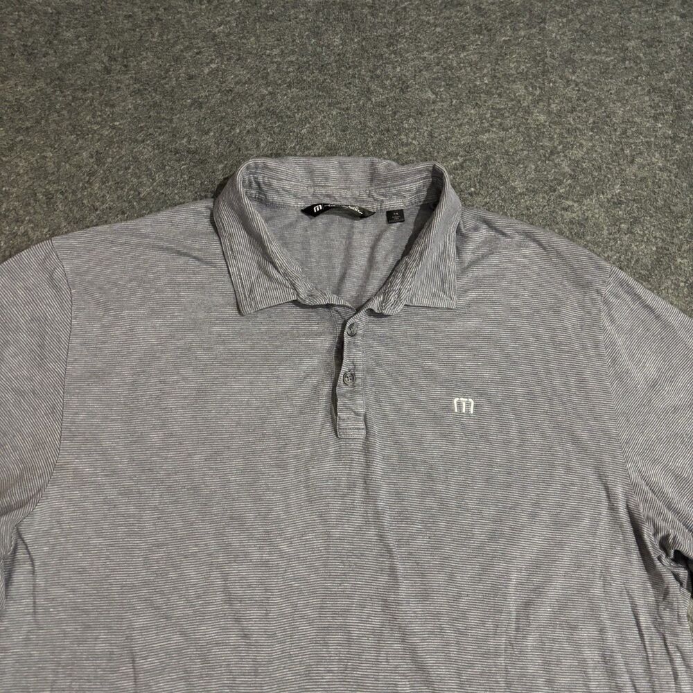 Travis Mathew Polo Shirt Size 2XL Short Sleeve Striped Blue